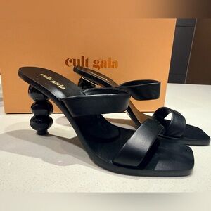 Cult Gaia Black Sculptural Heel Sandals